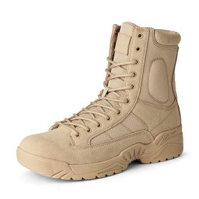 Autumn Combat Boot Men Women Climbing Training Lightweight Waterproof Tactical Boots Outdoor Hiking Breathable Mesh Army Shoes (Color: sand color)